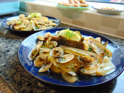 Roast Turbot fillets with Clams recipe, eat well on universal credit